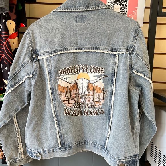 Custom Denim Jacket… “Should’ve Come With a Warning” - Picture 1 of 4